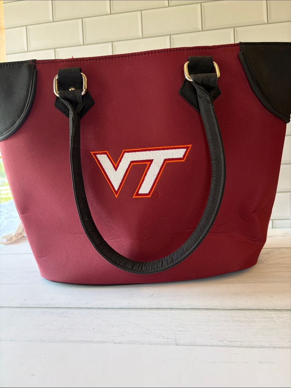 Virginia Tech Maroon Tote Bag with Black Trim